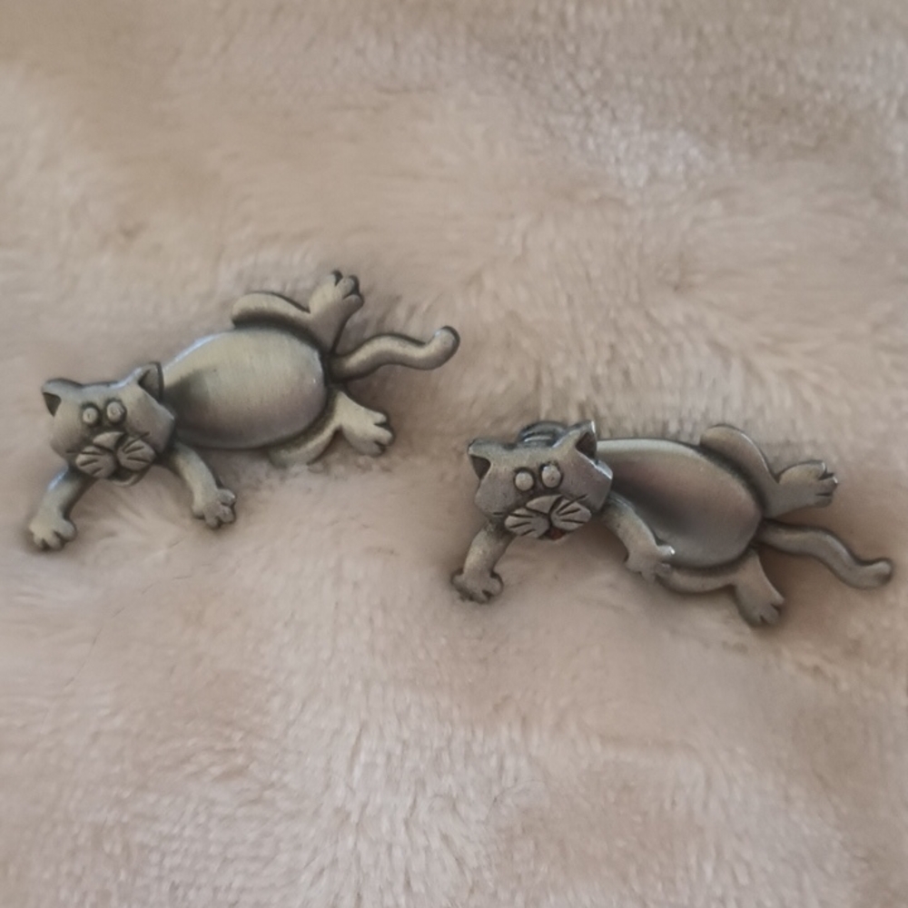 Silver Cat Earrings